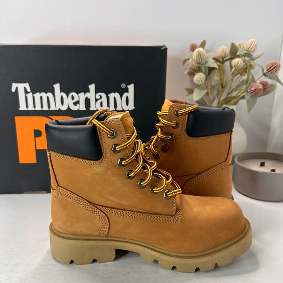 Timberland PRO Sawhorse 6" Composite Safety Toe Boots Brown Men 4.5W Tried On - Picture 7 of 11